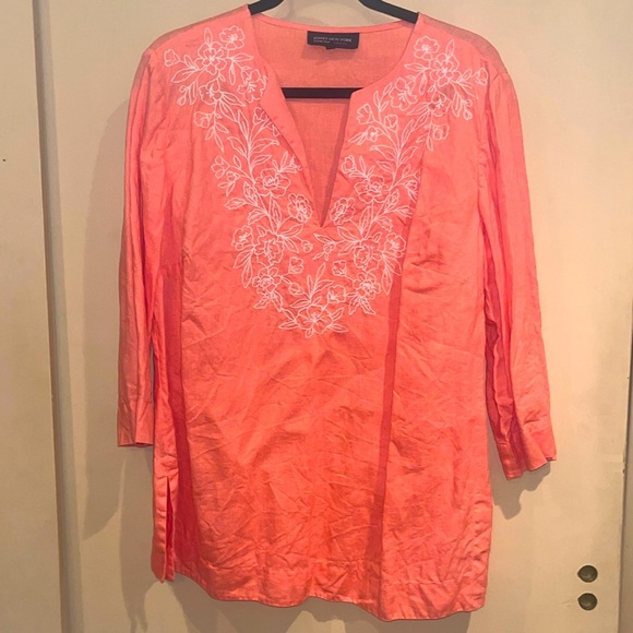 Jones New York Coral linen 3/4 length sleeves size 1X preowned - Picture 1 of 9